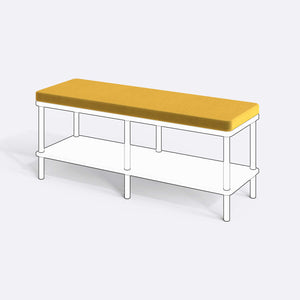 Han, Dorrin, Waljan, Gerel ve Kyran Bench Kılıfı - 120 x 38 (Süngersiz), Kadife Sarı kumaş kılıf, ürün çizimi üzerinde renk ve doku gösterimi