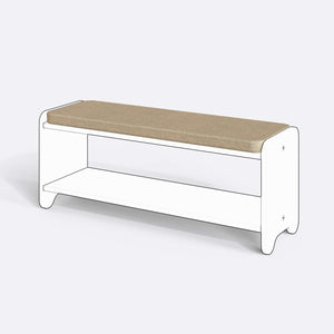 Kyran Bench Kılıfı - 120 x 38 (Süngerli), Keten Kum kumaş kılıf, ürün çizimi üzerinde renk ve doku gösterimi