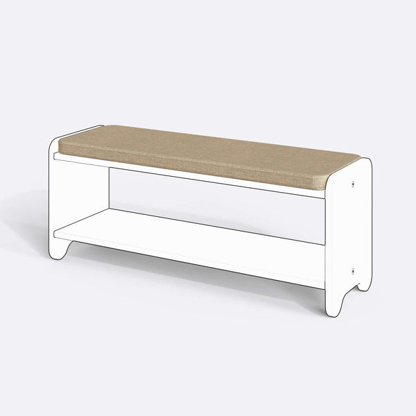 Kyran Bench Kılıfı - 120 x 38 (Süngerli), Keten Kum kumaş kılıf, ürün çizimi üzerinde renk ve doku gösterimi