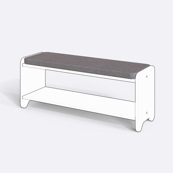 Kyran Bench Kılıfı - 120 x 38 (Süngerli), Keten Gri kumaş kılıf, ürün çizimi üzerinde renk ve doku gösterimi