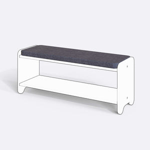 Kyran Bench Kılıfı - 120 x 38 (Süngerli), Keten Kül kumaş kılıf, ürün çizimi üzerinde renk ve doku gösterimi