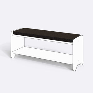 Kyran Bench Kılıfı - 120 x 38 (Süngerli), Keten Siyah kumaş kılıf, ürün çizimi üzerinde renk ve doku gösterimi