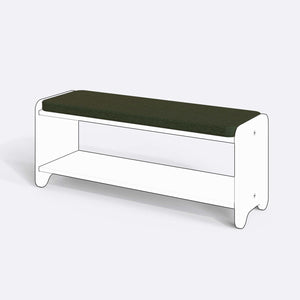 Kyran Bench Kılıfı - 120 x 38 (Süngerli), Keten Yeşil kumaş kılıf, ürün çizimi üzerinde renk ve doku gösterimi