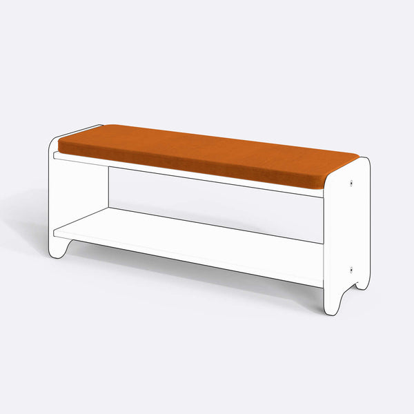Kyran Bench Kılıfı - 120 x 38 (Süngerli), Kadife Badem kumaş kılıf, ürün çizimi üzerinde renk ve doku gösterimi