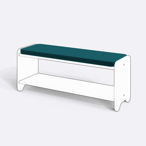 Kyran Bench Kılıfı - 120 x 38 (Süngerli), Kadife Petrol kumaş kılıf, ürün çizimi üzerinde renk ve doku gösterimi