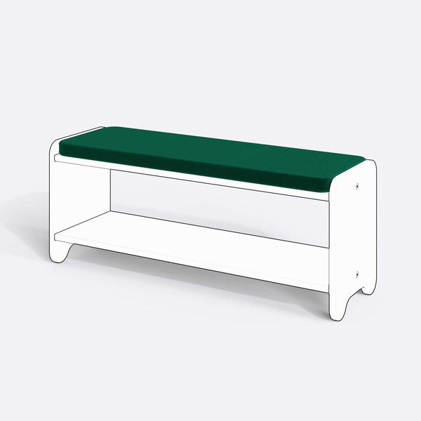 Kyran Bench Kılıfı - 120 x 38 (Süngerli), Kadife Zümrüt kumaş kılıf, ürün çizimi üzerinde renk ve doku gösterimi