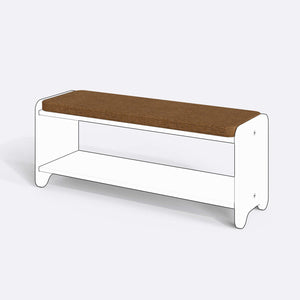 Kyran Bench Kılıfı - 120 x 38 (Süngersiz), Keten Badem kumaş kılıf, ürün çizimi üzerinde renk ve doku gösterimi