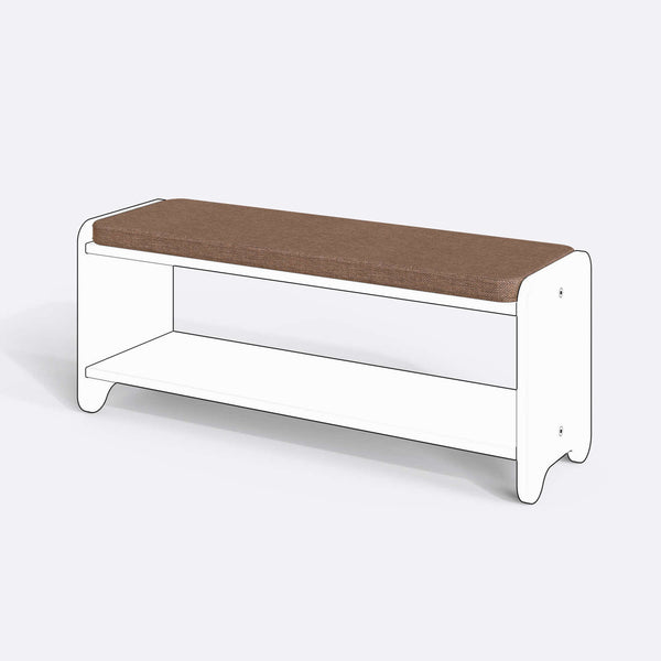 Kyran Bench Kılıfı - 120 x 38 (Süngersiz), Keten Kahverengi kumaş kılıf, ürün çizimi üzerinde renk ve doku gösterimi