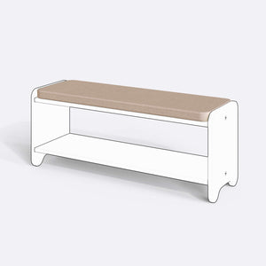 Kyran Bench Kılıfı - 120 x 38 (Süngersiz), Keten Ekru kumaş kılıf, ürün çizimi üzerinde renk ve doku gösterimi
