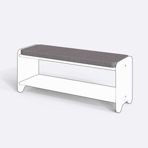 Kyran Bench Kılıfı - 120 x 38 (Süngersiz), Keten Gri kumaş kılıf, ürün çizimi üzerinde renk ve doku gösterimi