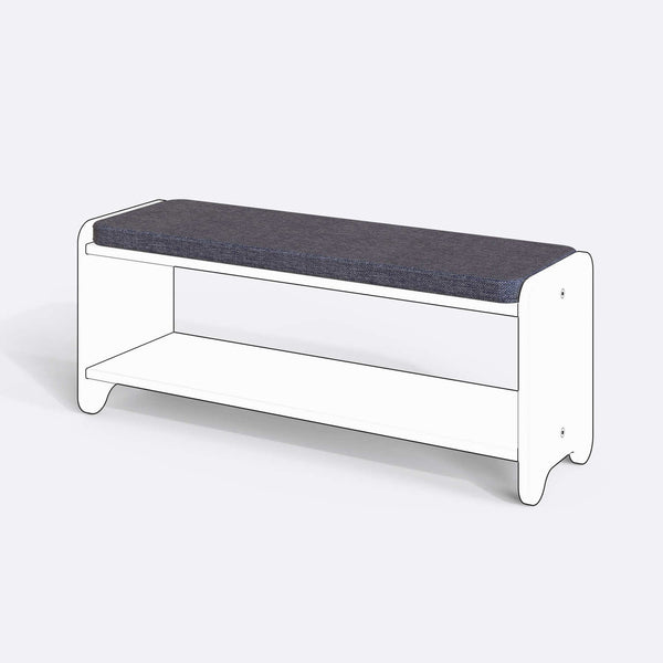 Kyran Bench Kılıfı - 120 x 38 (Süngersiz), Keten Kül kumaş kılıf, ürün çizimi üzerinde renk ve doku gösterimi