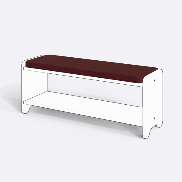 Kyran Bench Kılıfı - 120 x 38 (Süngersiz), Keten Bordo kumaş kılıf, ürün çizimi üzerinde renk ve doku gösterimi