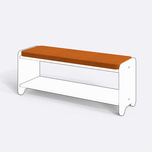 Kyran Bench Kılıfı - 120 x 38 (Süngersiz), Kadife Badem kumaş kılıf, ürün çizimi üzerinde renk ve doku gösterimi