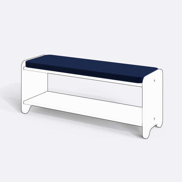 Kyran Bench Kılıfı - 120 x 38 (Süngersiz), Kadife Lacivert kumaş kılıf, ürün çizimi üzerinde renk ve doku gösterimi