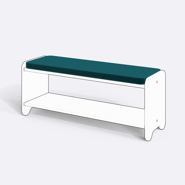 Kyran Bench Kılıfı - 120 x 38 (Süngersiz), Kadife Petrol kumaş kılıf, ürün çizimi üzerinde renk ve doku gösterimi