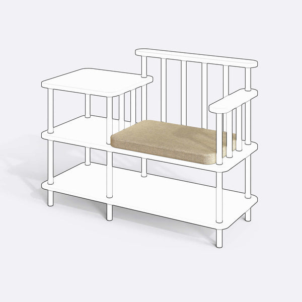 Thindor Bench Kılıfı (Süngerli), Keten Kum kumaş kılıf, ürün çizimi üzerinde renk ve doku gösterimi