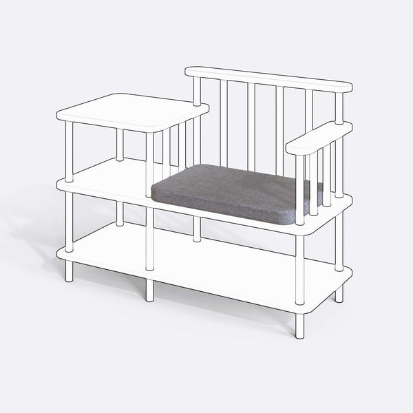 Thindor Bench Kılıfı (Süngerli), Keten Gri kumaş kılıf, ürün çizimi üzerinde renk ve doku gösterimi