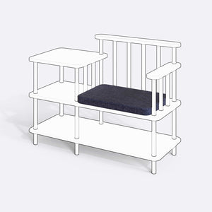 Thindor Bench Kılıfı (Süngerli), Keten Lacivert kumaş kılıf, ürün çizimi üzerinde renk ve doku gösterimi