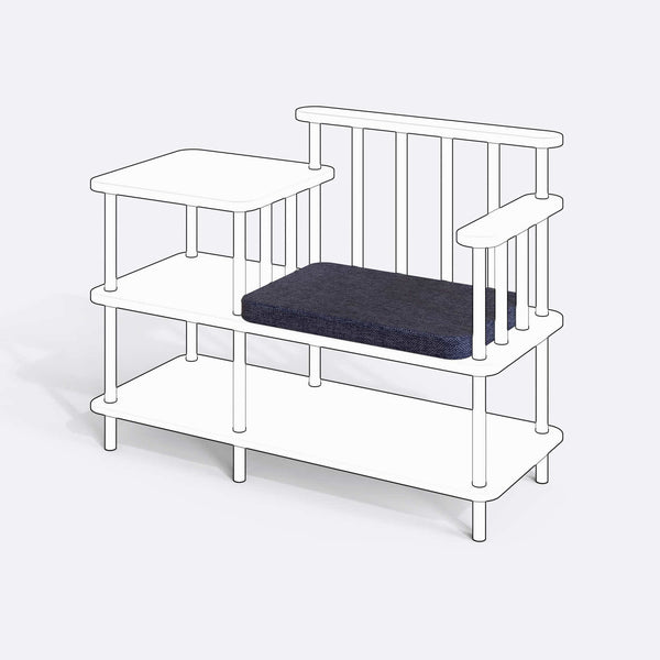 Thindor Bench Kılıfı (Süngerli), Keten Lacivert kumaş kılıf, ürün çizimi üzerinde renk ve doku gösterimi