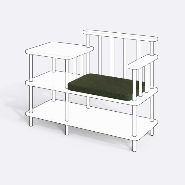 Thindor Bench Kılıfı (Süngerli), Keten Yeşil kumaş kılıf, ürün çizimi üzerinde renk ve doku gösterimi