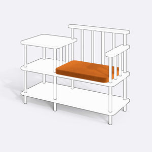 Thindor Bench Kılıfı (Süngerli), Kadife Badem kumaş kılıf, ürün çizimi üzerinde renk ve doku gösterimi