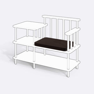 Thindor Bench Kılıfı (Süngerli), Kadife Kahve kumaş kılıf, ürün çizimi üzerinde renk ve doku gösterimi