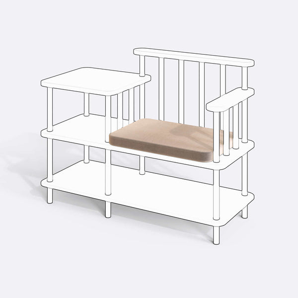 Thindor Bench Kılıfı (Süngerli), Kadife Kum kumaş kılıf, ürün çizimi üzerinde renk ve doku gösterimi