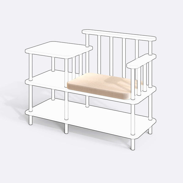Thindor Bench Kılıfı (Süngerli), Kadife Ekru kumaş kılıf, ürün çizimi üzerinde renk ve doku gösterimi