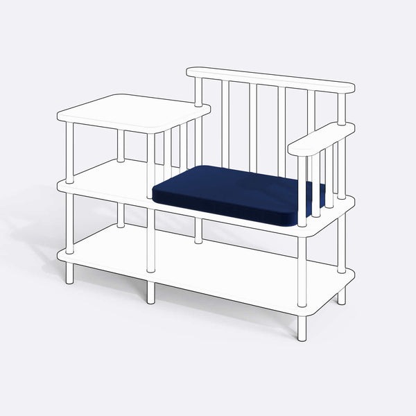 Thindor Bench Kılıfı (Süngerli), Kadife Lacivert kumaş kılıf, ürün çizimi üzerinde renk ve doku gösterimi