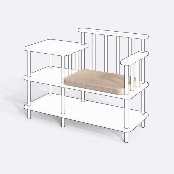 Thindor Bench Kılıfı (Süngersiz), Keten Ekru kumaş kılıf, ürün çizimi üzerinde renk ve doku gösterimi