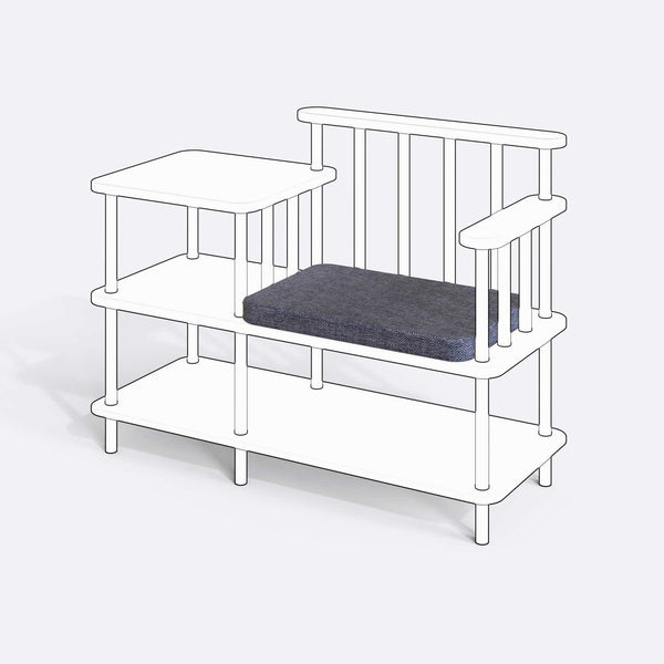 Thindor Bench Kılıfı (Süngersiz), Keten Kül kumaş kılıf, ürün çizimi üzerinde renk ve doku gösterimi