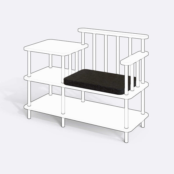 Thindor Bench Kılıfı (Süngersiz), Keten Siyah kumaş kılıf, ürün çizimi üzerinde renk ve doku gösterimi