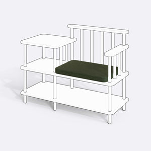 Thindor Bench Kılıfı (Süngersiz), Keten Yeşil kumaş kılıf, ürün çizimi üzerinde renk ve doku gösterimi