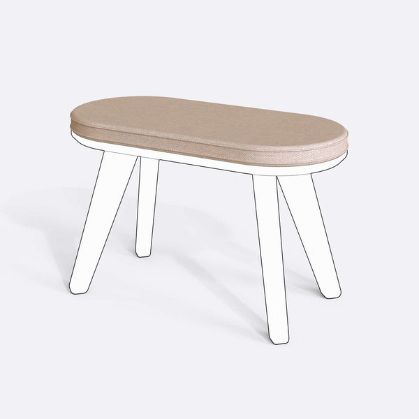Yase ve Shiv Bench Kılıfı - 80 x 38 (Süngerli), Keten Ekru kumaş kılıf, ürün çizimi üzerinde renk ve doku gösterimi