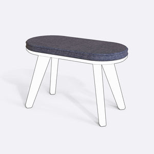 Yase ve Shiv Bench Kılıfı - 80 x 38 (Süngerli), Keten Kül kumaş kılıf, ürün çizimi üzerinde renk ve doku gösterimi