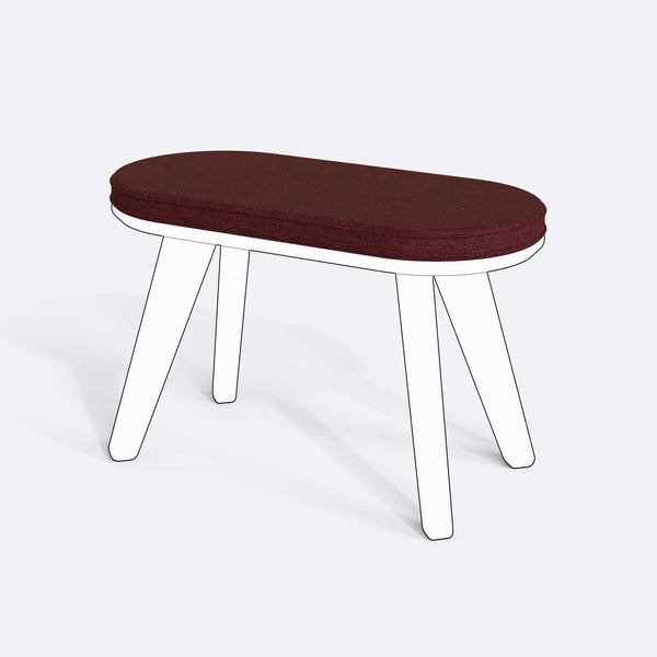 Yase ve Shiv Bench Kılıfı - 80 x 38 (Süngerli), Keten Bordo kumaş kılıf, ürün çizimi üzerinde renk ve doku gösterimi
