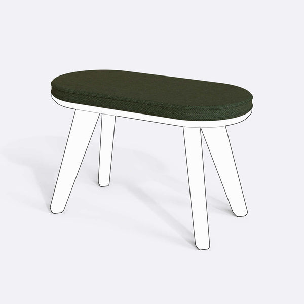 Yase ve Shiv Bench Kılıfı - 80 x 38 (Süngerli), Keten Yeşil kumaş kılıf, ürün çizimi üzerinde renk ve doku gösterimi