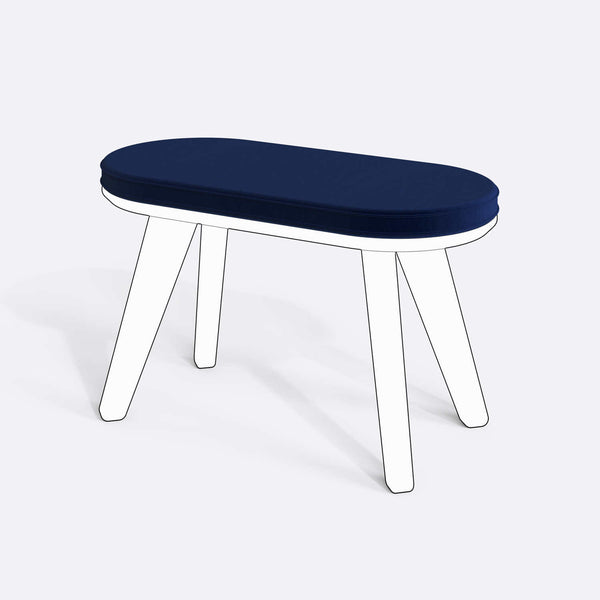 Yase ve Shiv Bench Kılıfı - 80 x 38 (Süngerli), Kadife Lacivert kumaş kılıf, ürün çizimi üzerinde renk ve doku gösterimi