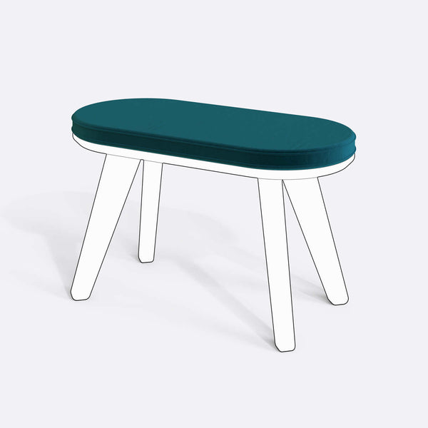 Yase ve Shiv Bench Kılıfı - 80 x 38 (Süngerli), Kadife Petrol kumaş kılıf, ürün çizimi üzerinde renk ve doku gösterimi