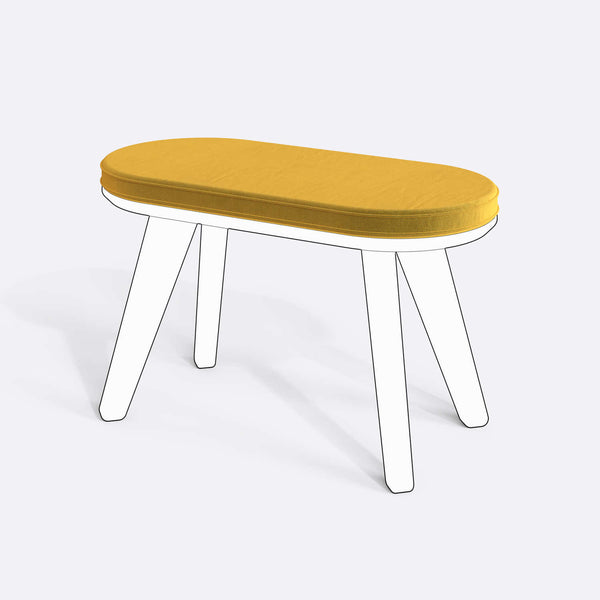 Yase ve Shiv Bench Kılıfı - 80 x 38 (Süngerli), Kadife Sarı kumaş kılıf, ürün çizimi üzerinde renk ve doku gösterimi