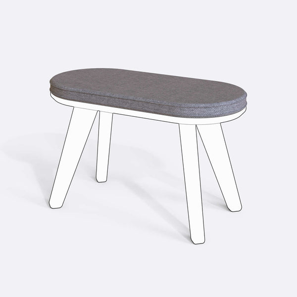 Yase ve Shiv Bench Kılıfı - 80 x 38 (Süngersiz), Keten Gri kumaş kılıf, ürün çizimi üzerinde renk ve doku gösterimi