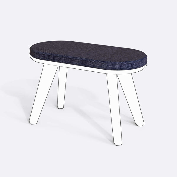 Yase ve Shiv Bench Kılıfı - 80 x 38 (Süngersiz), Keten Lacivert kumaş kılıf, ürün çizimi üzerinde renk ve doku gösterimi