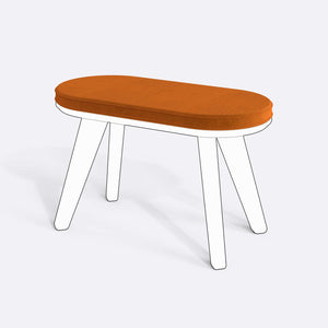 Yase ve Shiv Bench Kılıfı - 80 x 38 (Süngersiz), Kadife Badem kumaş kılıf, ürün çizimi üzerinde renk ve doku gösterimi