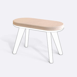 Yase ve Shiv Bench Kılıfı - 80 x 38 (Süngersiz), Kadife Ekru kumaş kılıf, ürün çizimi üzerinde renk ve doku gösterimi