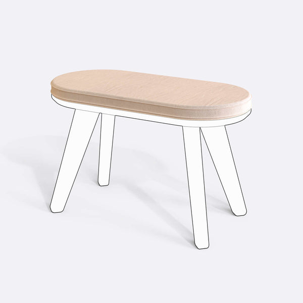 Yase ve Shiv Bench Kılıfı - 80 x 38 (Süngersiz), Kadife Ekru kumaş kılıf, ürün çizimi üzerinde renk ve doku gösterimi
