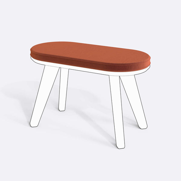 Yase ve Shiv Bench Kılıfı - 80 x 38 (Süngersiz), Kadife Somon kumaş kılıf, ürün çizimi üzerinde renk ve doku gösterimi