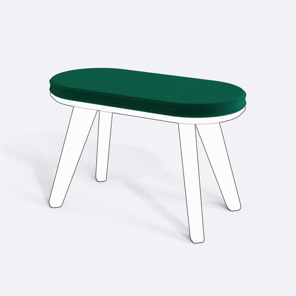 Yase ve Shiv Bench Kılıfı - 80 x 38 (Süngersiz), Kadife Zümrüt kumaş kılıf, ürün çizimi üzerinde renk ve doku gösterimi