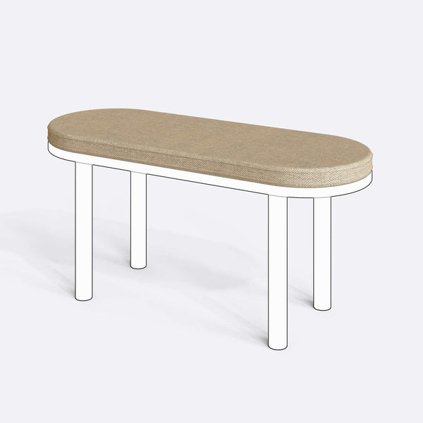 Yase ve Shiv Bench Kılıfı - 100 x 38 (Süngerli), Keten Kum kumaş kılıf, ürün çizimi üzerinde renk ve doku gösterimi