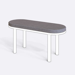 Yase ve Shiv Bench Kılıfı - 100 x 38 (Süngerli), Keten Gri kumaş kılıf, ürün çizimi üzerinde renk ve doku gösterimi