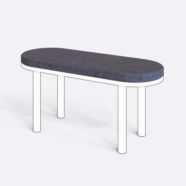 Yase ve Shiv Bench Kılıfı - 100 x 38 (Süngerli), Keten Kül kumaş kılıf, ürün çizimi üzerinde renk ve doku gösterimi